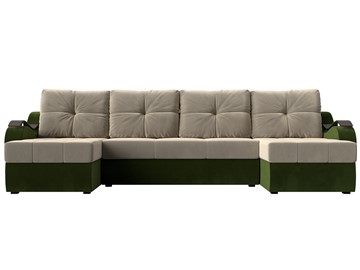 П-образный диван Меркурий П, Бежевый/зеленый (вельвет) в Перми - предосмотр 1