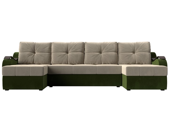 П-образный диван Меркурий П, Бежевый/зеленый (вельвет) в Перми - изображение 1