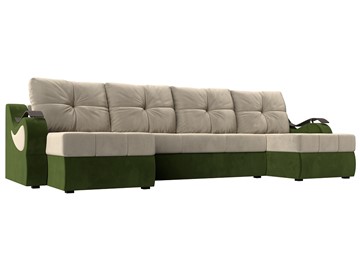 П-образный диван Меркурий П, Бежевый/зеленый (вельвет) в Перми