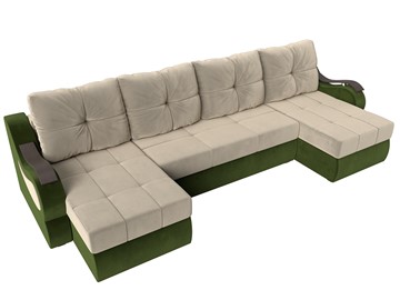 П-образный диван Меркурий П, Бежевый/зеленый (вельвет) в Перми - предосмотр 4