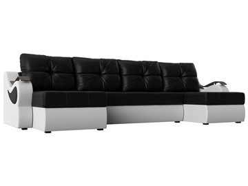 П-образный диван Меркурий П, Черный/белый (экокожа) в Перми - предосмотр