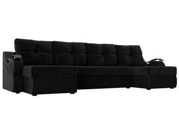 П-образный диван Меркурий П, Черный\Черный (Велюр\Экокожа) в Кунгуре