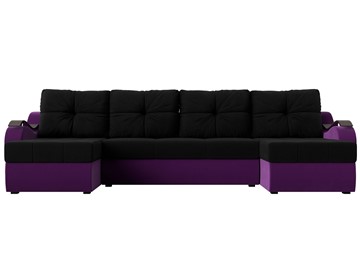 П-образный диван Меркурий П, Черный/фиолетовый (вельвет) в Перми - предосмотр 1