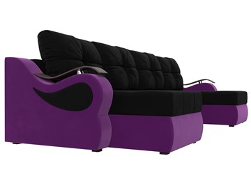 П-образный диван Меркурий П, Черный/фиолетовый (вельвет) в Перми - предосмотр 2