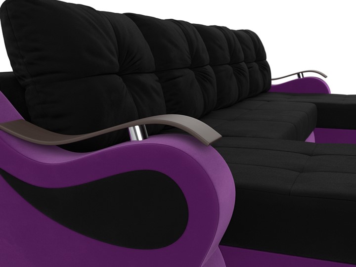 П-образный диван Меркурий П, Черный/фиолетовый (вельвет) в Перми - изображение 3