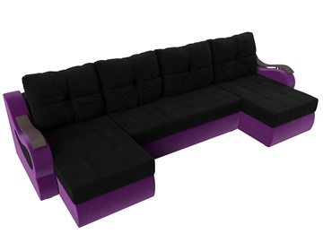 П-образный диван Меркурий П, Черный/фиолетовый (вельвет) в Перми - предосмотр 4