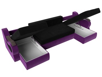 П-образный диван Меркурий П, Черный/фиолетовый (вельвет) в Перми - предосмотр 6