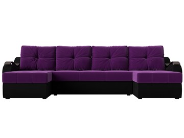 П-образный диван Меркурий П, Фиолетовый/черный (вельвет) в Перми - предосмотр 1