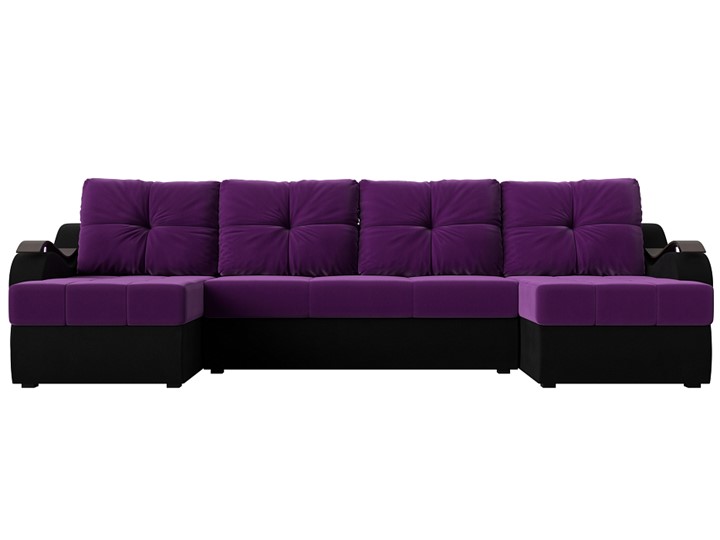 П-образный диван Меркурий П, Фиолетовый/черный (вельвет) в Перми - изображение 1