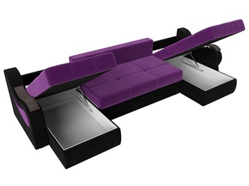 П-образный диван Меркурий П, Фиолетовый/черный (вельвет) в Перми - предосмотр 6