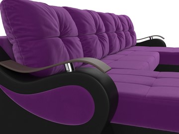 П-образный диван Меркурий П, Фиолетовый/черный (вельвет/экокожа) в Перми - предосмотр 3