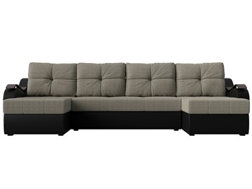 П-образный диван Меркурий П, Корфу 02 (рогожка)/черный (экокожа) в Перми - предосмотр 1