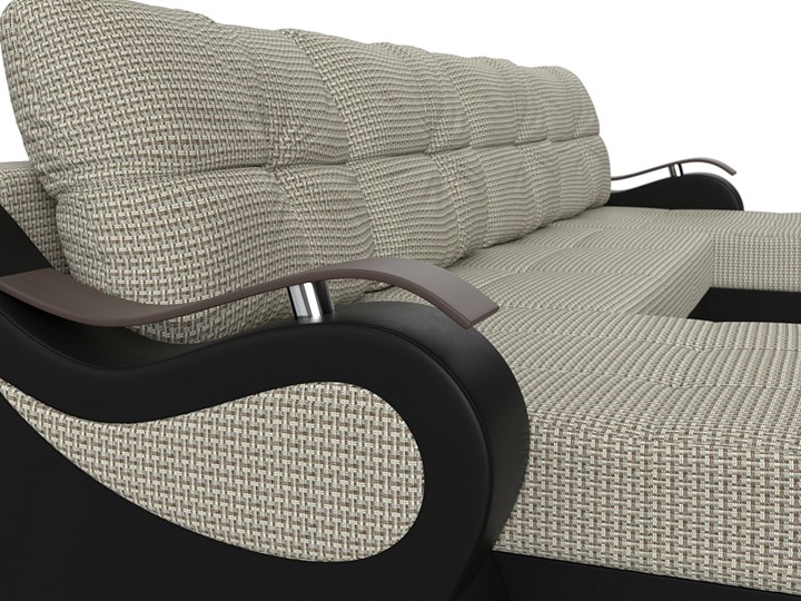 П-образный диван Меркурий П, Корфу 02 (рогожка)/черный (экокожа) в Перми - изображение 3
