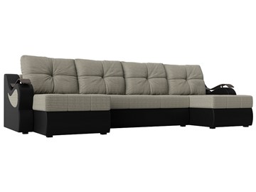 П-образный диван Меркурий П, Корфу 02 (рогожка)/черный (экокожа) в Соликамске