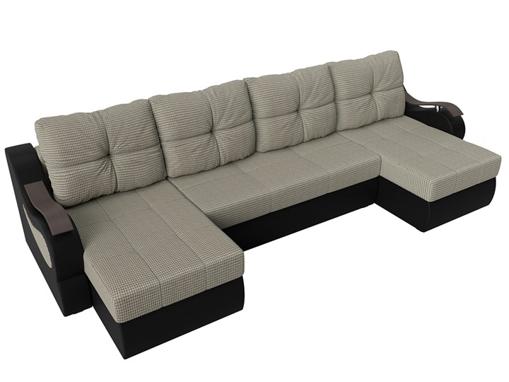 П-образный диван Меркурий П, Корфу 02 (рогожка)/черный (экокожа) в Перми - изображение 4