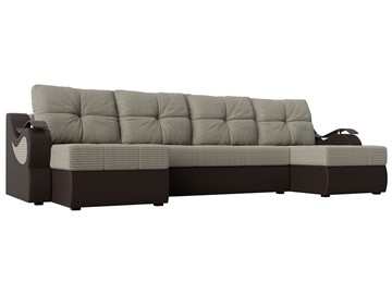 П-образный диван Меркурий П, Корфу 02 (рогожка)/коричневый (экокожа) в Перми