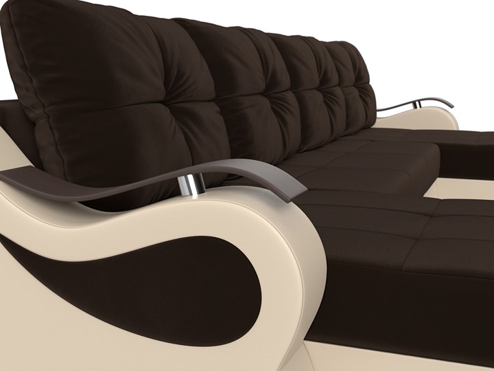 П-образный диван Меркурий П, Коричневый/бежевый (вельвет/экокожа) в Перми - изображение 3