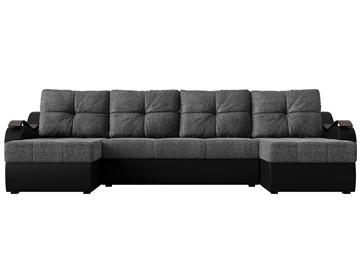 П-образный диван Меркурий П, Серый/черный (рогожка/экокожа) в Перми - предосмотр 1