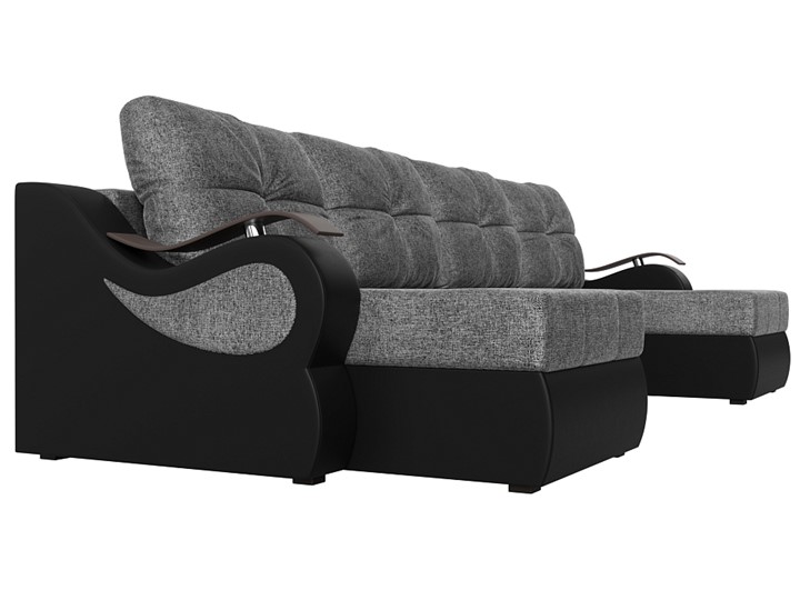 П-образный диван Меркурий П, Серый/черный (рогожка/экокожа) в Перми - изображение 2