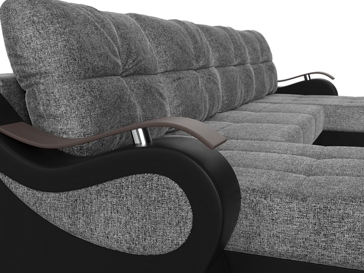 П-образный диван Меркурий П, Серый/черный (рогожка/экокожа) в Перми - изображение 3