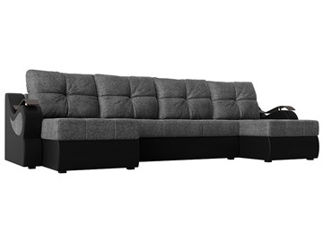 П-образный диван Меркурий П, Серый/черный (рогожка/экокожа) в Чайковском