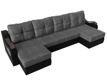 П-образный диван Меркурий П, Серый/черный (рогожка/экокожа) в Перми - предосмотр 4