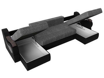 П-образный диван Меркурий П, Серый/черный (рогожка/экокожа) в Перми - предосмотр 6