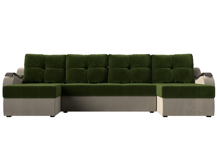 П-образный диван Меркурий П, Зеленый/бежевый (вельвет) в Перми - изображение 1