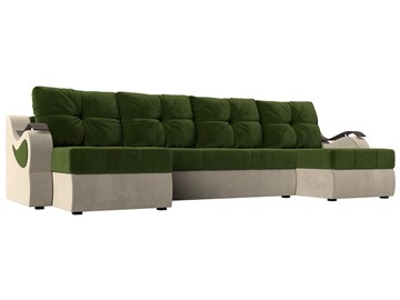 П-образный диван Меркурий П, Зеленый/бежевый (вельвет) в Перми - предосмотр