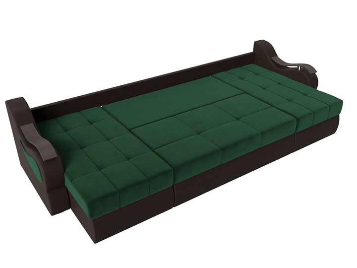 П-образный диван Меркурий П, Зеленый\Коричневый (Велюр\Экокожа) в Перми - изображение 1