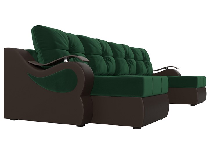 П-образный диван Меркурий П, Зеленый\Коричневый (Велюр\Экокожа) в Перми - изображение 3