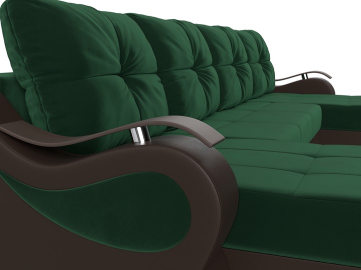 П-образный диван Меркурий П, Зеленый\Коричневый (Велюр\Экокожа) в Перми - изображение 4
