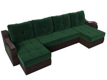 П-образный диван Меркурий П, Зеленый\Коричневый (Велюр\Экокожа) в Перми - предосмотр 5