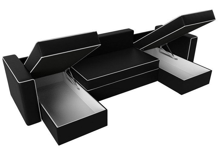 Диван П-образный Принстон, Черный (Экокожа) боннель в Кунгуре - изображение 3
