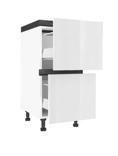 Тумба на кухню 400 Шервуд, ЛД 281.590.000.149, 2 ящика Люкс (4), Белый/Белый глянец в Перми - изображение 1