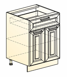 Кухонная тумба Мишель L600 (2 дв. гл. 1 ящ.) эмаль (белый/белый) в Перми - предосмотр 1