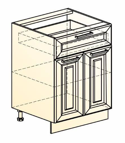 Кухонная тумба Мишель L600 (2 дв. гл. 1 ящ.) эмаль (белый/белый) в Перми - изображение 1