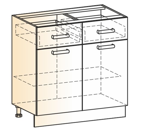 Кухонная тумба Яна L800 (2 дв. гл. 2 ящ.) в Перми - изображение