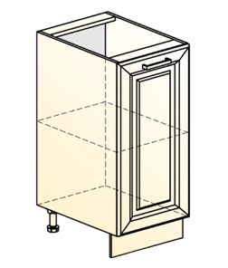 Тумба кухонная Атланта L300 (1 дв. гл.) эмаль (белый/белый глянец патина золото) в Перми - предосмотр 1