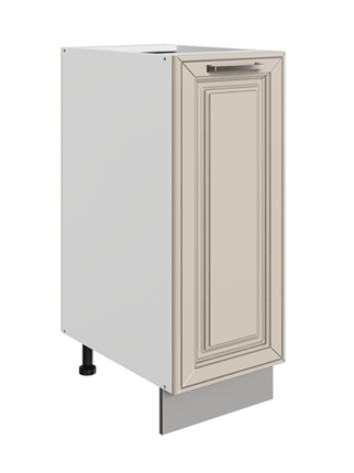 Кухонная тумба Атланта L300 (1 дв. гл.) эмаль (белый/сливки патина платина) в Перми - изображение