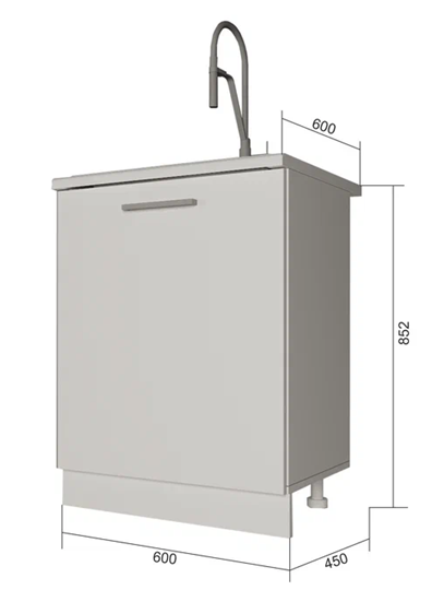 Кухонная тумба под мойку НМ 60, Серый/Антрацит в Перми - изображение 1