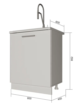 Кухонная тумба под мойку НМ 60, Серый/Антрацит в Перми - изображение