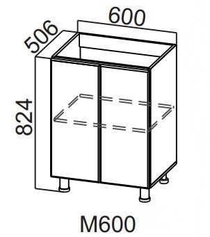 Кухонная тумба под мойку Вельвет, М600 в Перми - изображение