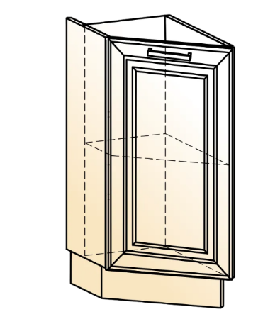 Кухонная тумба торцевая Атланта 45 гр. L300 (1 дв. гл.) эмаль (белый/белый глянец патина золото) в Перми - изображение 1