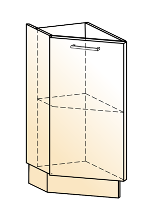 Кухонная тумба торцевая Яна 45 гр. L300 (1 дв. гл.) в Перми - изображение