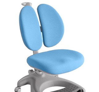 Детский стул FunDesk Solerte Grey с подставкой для ног + чехол для кресла (ткань голубая) в Перми
