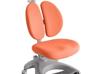 Детский стул FunDesk Solerte Grey с подставкой для ног + чехол для кресла (ткань оранжевая) в Перми - предосмотр