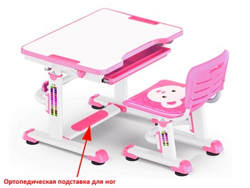 Растущий стол и стул Mealux BD-08 Teddy, pink, розовая в Березниках