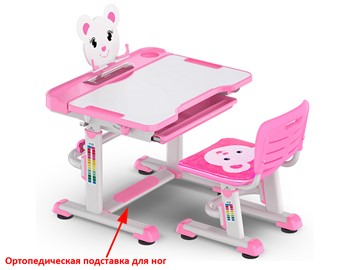 Парта растущая + стул Mealux EVO BD-04 Teddy New XL, WP, розовая в Перми - предосмотр