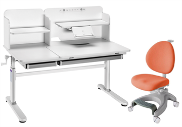 Комплект парта + кресло Iris II Grey + Cielo Orange + чехол для кресла в подарок в Березниках